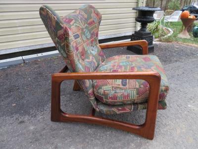 Adrian Pearsall Stylish Pair Adrian Pearsall Unique Wing Back Chair Sculpted Walnut Midcentury