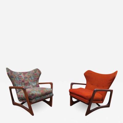 Adrian Pearsall Stylish Pair Adrian Pearsall Unique Wing Back Chair Sculpted Walnut Midcentury