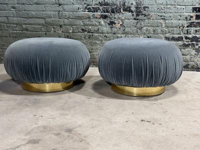 Adrian Pearsall Swivel Pouf Ottomans w Brass Bases 1980