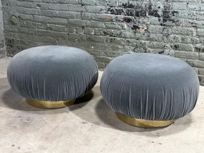 Adrian Pearsall Swivel Pouf Ottomans w Brass Bases 1980