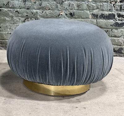 Adrian Pearsall Swivel Pouf Ottomans w Brass Bases 1980