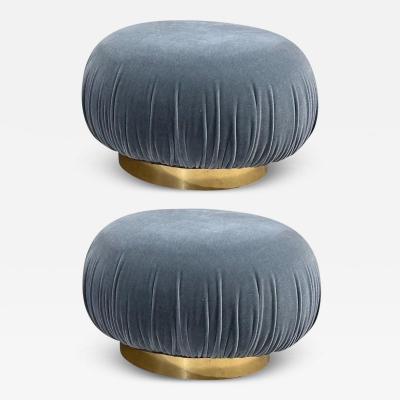 Adrian Pearsall Swivel Pouf Ottomans w Brass Bases 1980