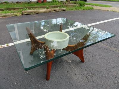 Adrian Pearsall Unusual Adrian Pearsall Sculptural Walnut Coffee Table Planter Midcentury