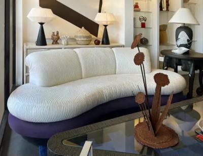 Adrian Pearsall Vintage Purple and Off White Cloud Sofas after Pearsall Per Item