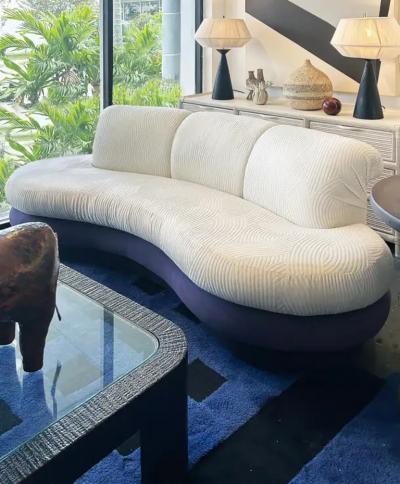 Adrian Pearsall Vintage Purple and Off White Cloud Sofas after Pearsall Per Item