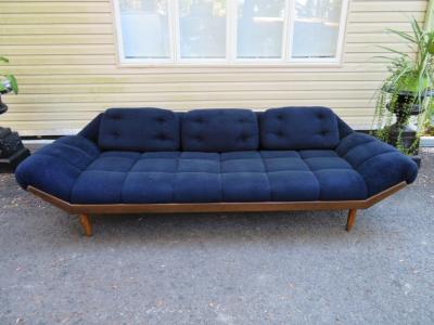 Adrian Pearsall Wonderful Adrian Pearsall Style Tufted Gondola Sofa Walnut Mid Century Modern