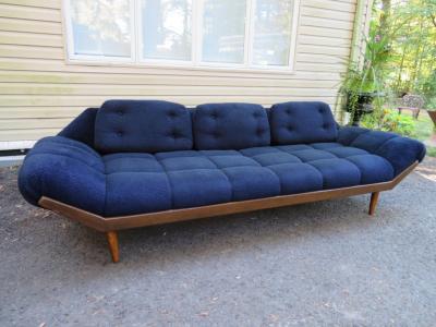 Adrian Pearsall Wonderful Adrian Pearsall Style Tufted Gondola Sofa Walnut Mid Century Modern