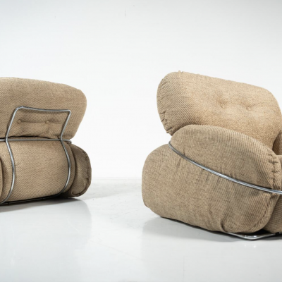 Adriano Piazzesi Mid Century Modern Pair of Okay Armchairs by Adriano Piazzesi 1960s