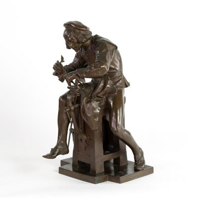 Adrien Etienne Gaudez Cast Bronze Sculpture Of A Bladesmith Signed Gaudez French Circa 1885 