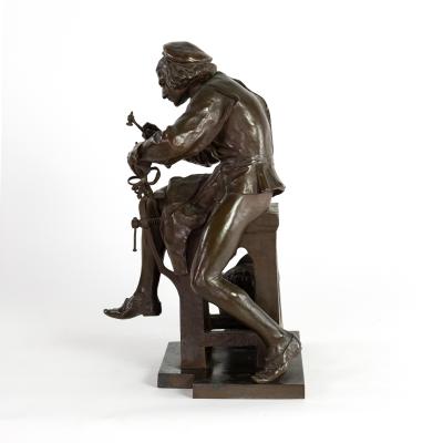 Adrien Etienne Gaudez Cast Bronze Sculpture Of A Bladesmith Signed Gaudez French Circa 1885 
