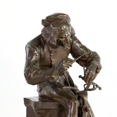 Adrien Etienne Gaudez Cast Bronze Sculpture Of A Bladesmith Signed Gaudez French Circa 1885 