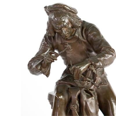 Adrien Etienne Gaudez Cast Bronze Sculpture Of A Bladesmith Signed Gaudez French Circa 1885 