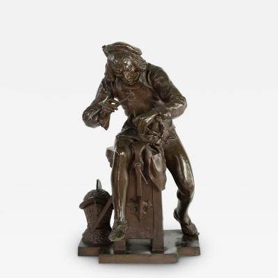 Adrien Etienne Gaudez Cast Bronze Sculpture Of A Bladesmith Signed Gaudez French Circa 1885 