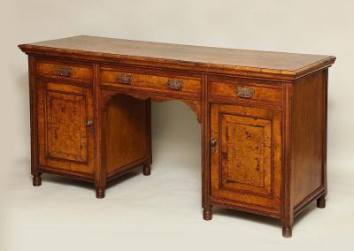 Aesthetic Movement Burl Oak Serving Cabinet