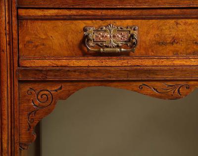 Aesthetic Movement Burl Oak Serving Cabinet