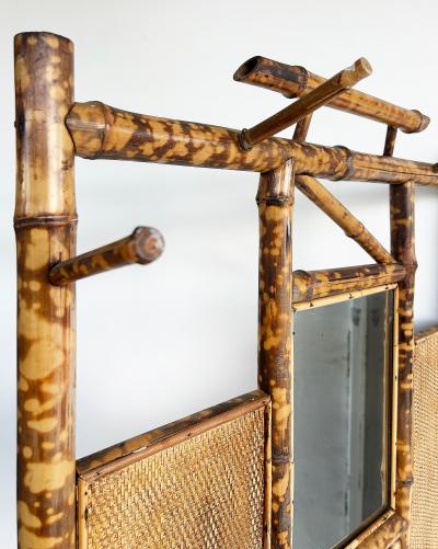 Aesthetic Movement English Tortoise Burnt Bamboo Hall Stand 1880s