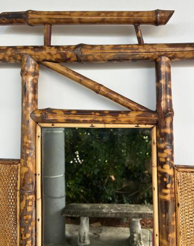 Aesthetic Movement English Tortoise Burnt Bamboo Hall Stand 1880s