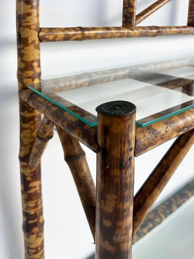 Aesthetic Movement English Tortoise Burnt Bamboo Hall Stand 1880s