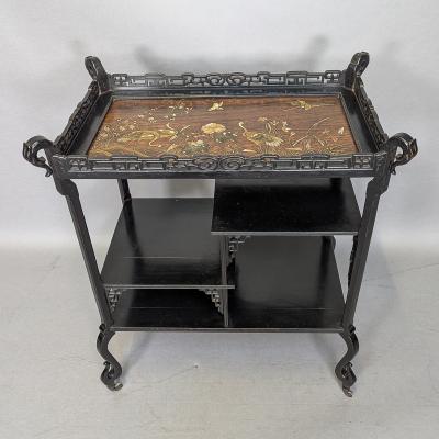 Aesthetic Movement Japanese Tea Trolley with River Scene Decoration