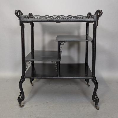 Aesthetic Movement Japanese Tea Trolley with River Scene Decoration