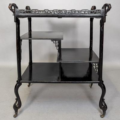 Aesthetic Movement Japanese Tea Trolley with River Scene Decoration