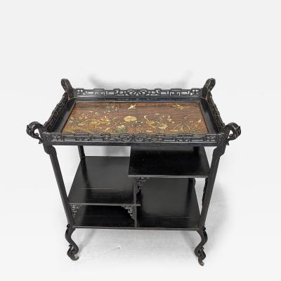 Aesthetic Movement Japanese Tea Trolley with River Scene Decoration