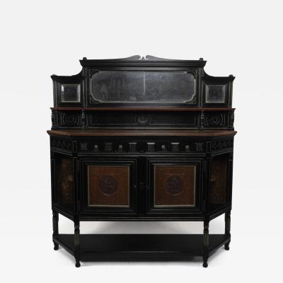 Aesthetic Movement Side Cabinet with Carved panels of Putti Putti playing music 