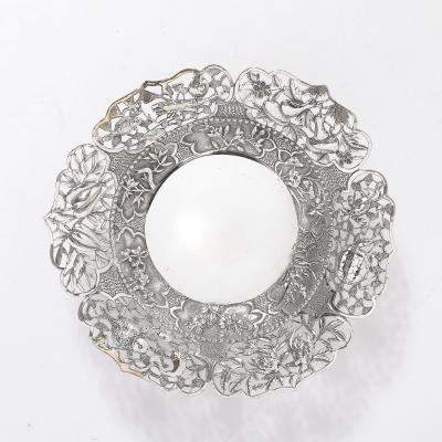 Aesthetic Movement Sterling Repouse Flora Fauna Dish signed Pau Kuang
