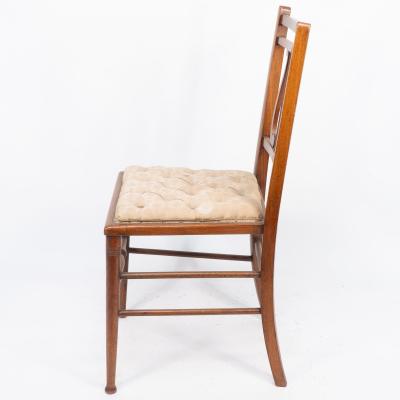 Aesthetic Movement Walnut Lyre Back Bedroom or Side Chair with Button Seat