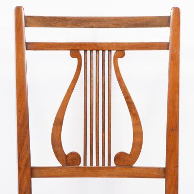 Aesthetic Movement Walnut Lyre Back Bedroom or Side Chair with Button Seat