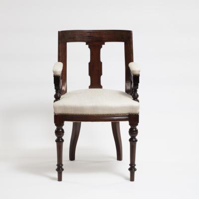 Aesthetic Style Mahogany Armchair with Greek Key Design