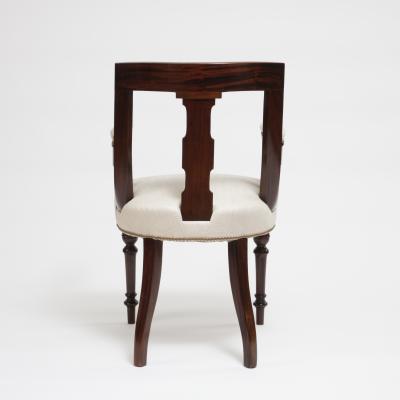 Aesthetic Style Mahogany Armchair with Greek Key Design
