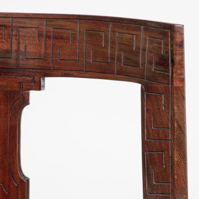 Aesthetic Style Mahogany Armchair with Greek Key Design