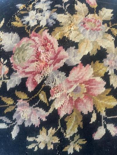 Aesthetics Movement Faux Bamboo Gilt Needlepoint Stool