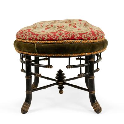 Aesthetics Movement Faux Bamboo Needlepoint Stool