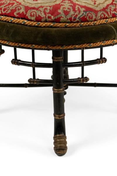 Aesthetics Movement Faux Bamboo Needlepoint Stool