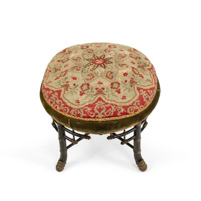 Aesthetics Movement Faux Bamboo Needlepoint Stool