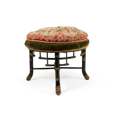 Aesthetics Movement Faux Bamboo Needlepoint Stool