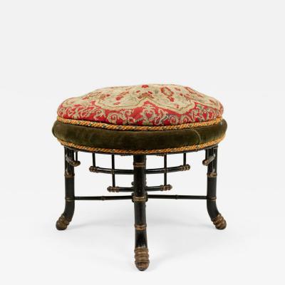 Aesthetics Movement Faux Bamboo Needlepoint Stool