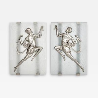 Affortunato Gori French Art Deco Dancing Ladies Wall Sconces