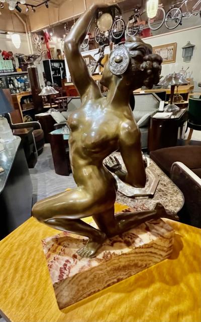 Affortunato Gory Art Deco Nude Bronze Sculpture by Affortunato Gory
