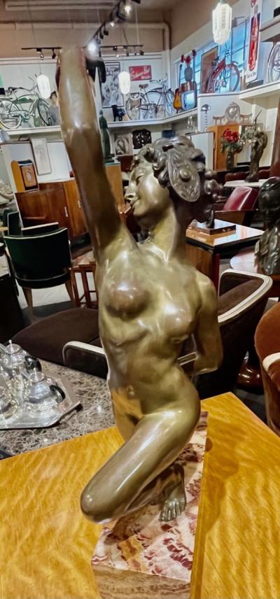 Affortunato Gory Art Deco Nude Bronze Sculpture by Affortunato Gory
