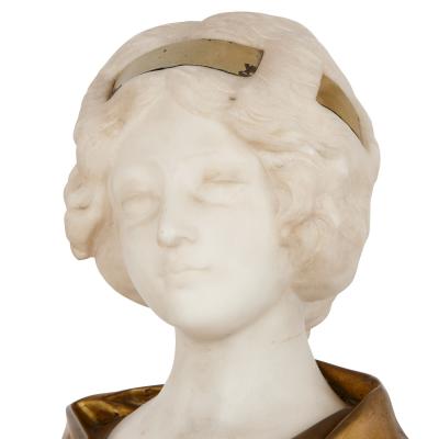 Affortunato Gory Gilt bronze and white marble bust of a woman by Gory