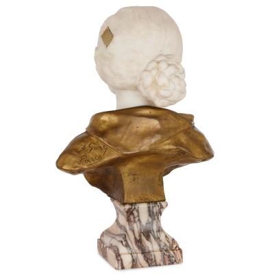 Affortunato Gory Gilt bronze and white marble bust of a woman by Gory