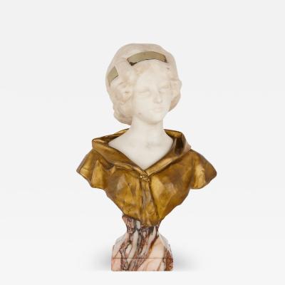 Affortunato Gory Gilt bronze and white marble bust of a woman by Gory