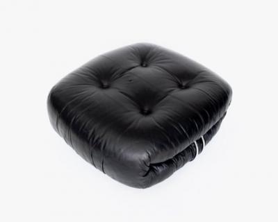 Afra Tobia Scarpa AFRA AND TOBIA SCARPA SORIANA BLACK LEATHER FOOTSTOOL OTTOMAN FOR CASSINA