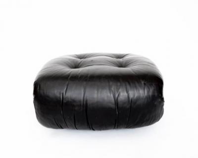 Afra Tobia Scarpa AFRA AND TOBIA SCARPA SORIANA BLACK LEATHER FOOTSTOOL OTTOMAN FOR CASSINA