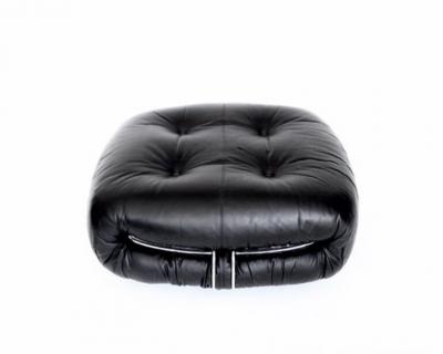 Afra Tobia Scarpa AFRA AND TOBIA SCARPA SORIANA BLACK LEATHER FOOTSTOOL OTTOMAN FOR CASSINA