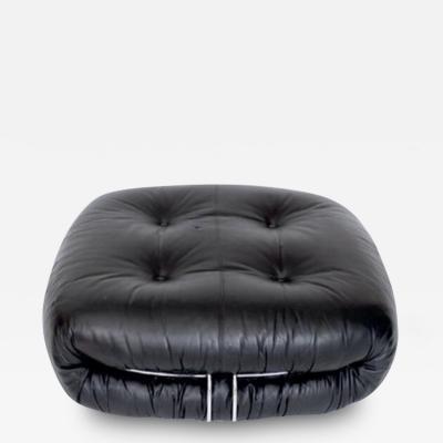 Afra Tobia Scarpa AFRA AND TOBIA SCARPA SORIANA BLACK LEATHER FOOTSTOOL OTTOMAN FOR CASSINA