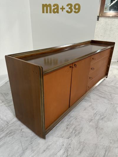 Afra Tobia Scarpa Afra Tobia Scarpa Artona Sideboard in Walnut and Leather Maxalto 1970s